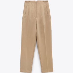 Zara Taupe High-Waisted Pants